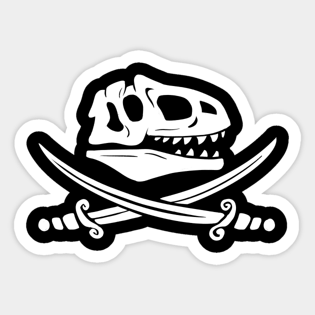 Allosaurus Jolly Roger Sticker by Professor Lambeo Rolophus